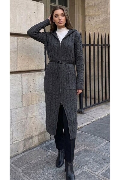 onno style women كارديجان نسائي طويل محبوك من الصوف