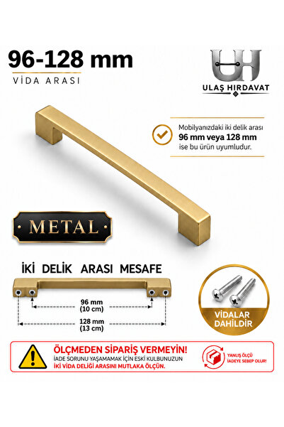 Ulaş Hırdavat METAL Köprü Modern Lüks Mobilya Dolap Çekmece Kulpları 96-128 m...