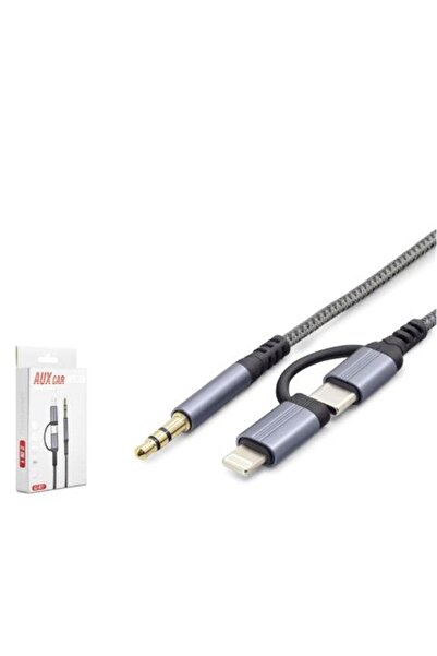 HADRON GJ027 Type-C Lightning 3.5 mm Ses Kablosu Siyah Gri