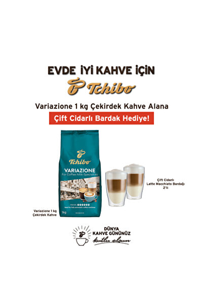 Tchibo Variazone Çekirdek Kahve 1000 g & Latte Macchiato Bardağı