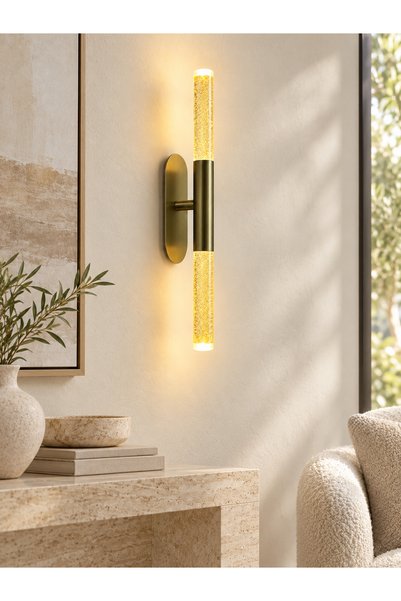 Snikstra LUCIA LED Duvar Apliği | Pirinç Eskitme Kaplama | 2x3W Günışığı | Si...