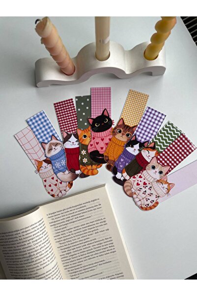 tinystoriestr Bookmarks Cat Themed Special Cut Set of 10