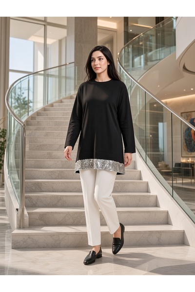 Fzd filizzade فستان تونيك للسهرة اليومية مزين بالترتر، بطول 85 سم، يمكن ارتداؤه بمقاسات تتراوح بين 36-48.