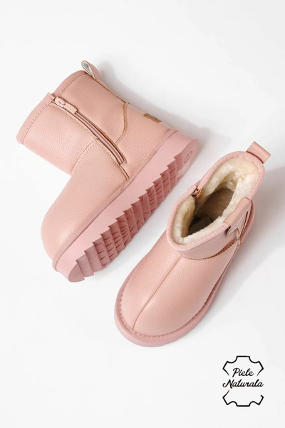 Zaira Girls' pink fur boots made of genuine Leather Nina #30431