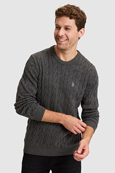 U.S. Polo Assn. Men's Gray Melange Sweater 50331237-Vr086