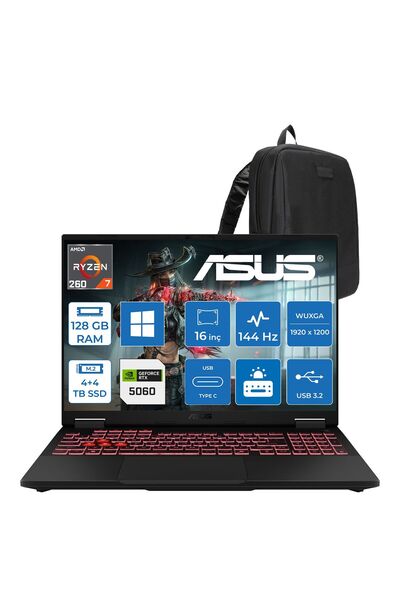 ASUS Tuf Gaming A16 FA608UMI Amd Ryzen 7 260 128GB 8TB SSD RTX5060 16" W11P W...