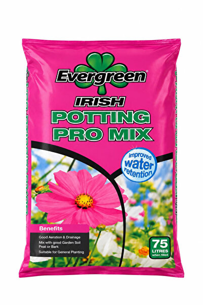 Evergreen Potting Pro Mix 75 LİTRE –Geliştirilmiş Su Tutma Kapasiteli Büyük Saksılar İçin İri İskeletli Profesyonel Torf (12 Ay Gübreli)
