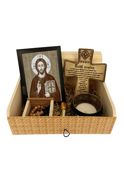 OEM Set Dar Sfant - Icoana si Rugaciune: Iisus Hristos Pantocrator cu Evanghe...