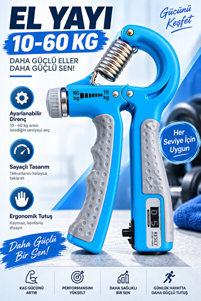 Milena Life Adjustable Hand Spring 10-60 Kg, Hand Grip Strengthener with Coun...