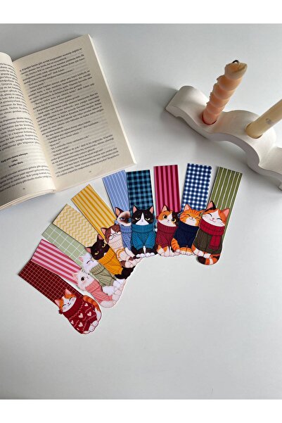 tinystoriestr Bookmarks Cat Themed Special Cut Set of 10