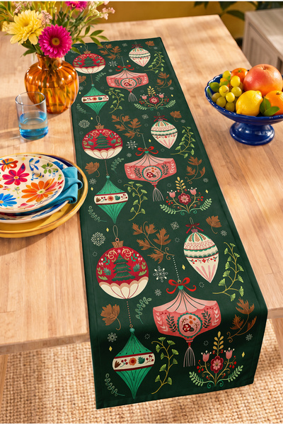Home Yılbaşı Süsü, Çiçek ve Yaprak Motifli Vintage Dekoratif Yemek Masası Dij...