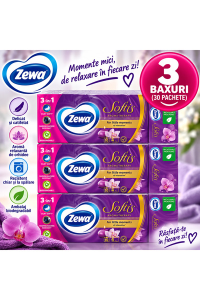 Zewa Set 3x 10 pachete batiste aroma terapia