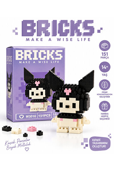 PONİKİDO Bricks Kuromi 151 Parça Mini Blok Yapı Seti M3016