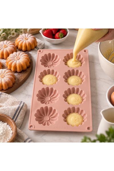 SHARI Sağlıklı Pratik Silikon Kek ve Muffin Kalıbı – Donut Desenli Yuvarlak K...