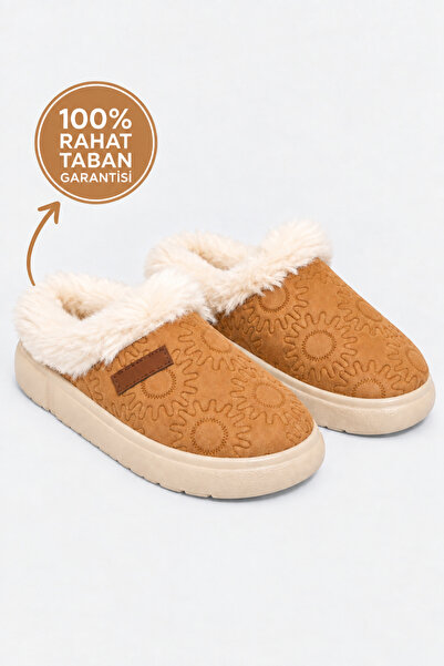 Ayakkabı Consept Women's Plush House Slippers with Fur Inside, Warm, Thick So...