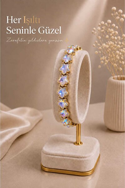 mdm style Sparkling Opal Effect Blue Color Star Stone Flexible Bracelet
