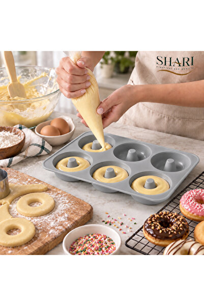 SHARI Pratik Silikon Kek ve Muffin Kalıbı – Donut Desenli Yuvarlak Kek Kalıbı...