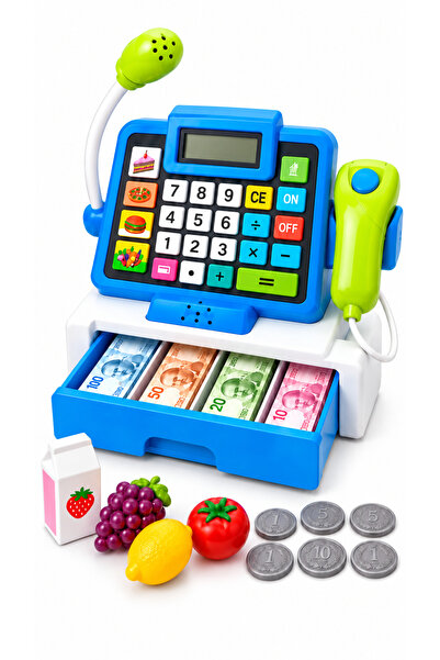 İlknurtoys Çocuk Oyuncak Yazar Kasa Market Seti Barkod Okuyuculu Mikrofonlu Hesap Makineli 2 Renk