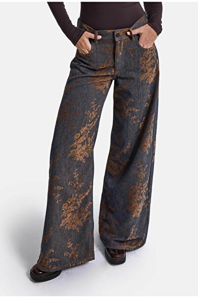 it's basic Kadın Kahve Kot 1w6-202 Palazzo Fit Özel Kumaş Tasarım Denim Jean