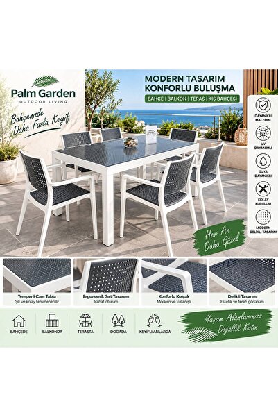 Genel Markalar PALM GARDEN 90*150 CAMLI MASA TAKIMI