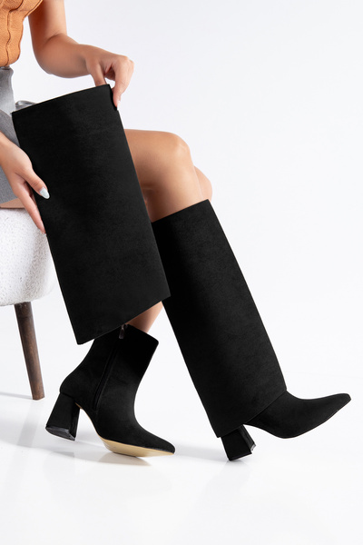 ZEVA COLLECTION Zeva Lorenza Women's Below-Knee Boots Pointed Toe Thick Heele...