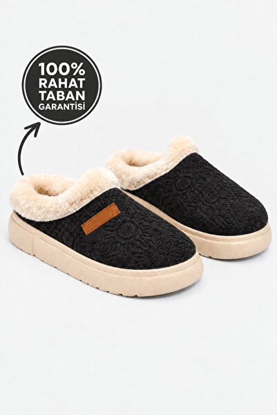 Ayakkabı Consept Women's Plush House Slippers with Fur Inside, Warm, Thick So...