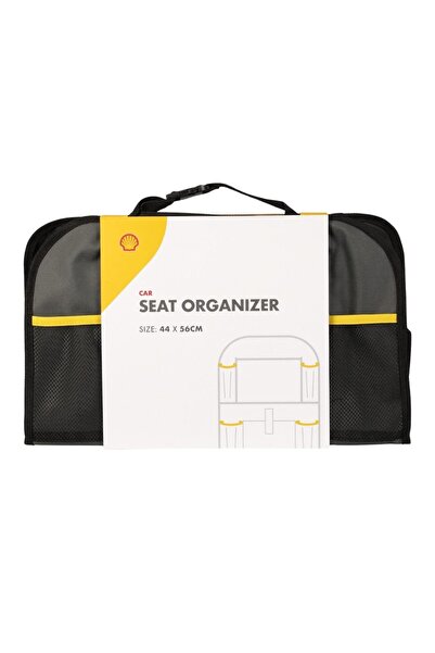SHELL Organizator auto pentru spătar, tip scoică, cu buzunare, negru, 44x56 cm
