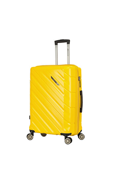 Madisson Troler extensibil mediu SW43903, PP, cifru, 4 roți duble, 68 cm, galben