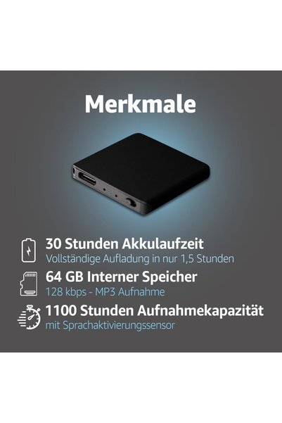 Attop Reportofon, attodigit@l, 64GB, 1145 ore de înregistrare, grosime de 5mm, autonomie de 30 de ore