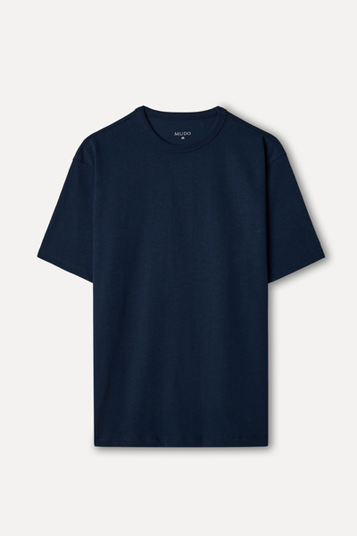 Mudo Men's Navy Blue Comfort Fit Crew Neck T-Shirt