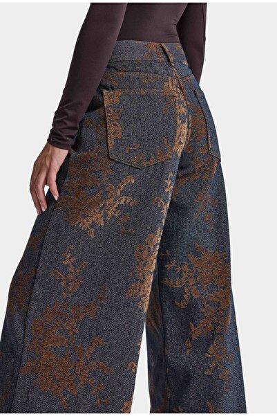it's basic Kadın Kahve Kot 1w6-202 Palazzo Fit Özel Kumaş Tasarım Denim Jean