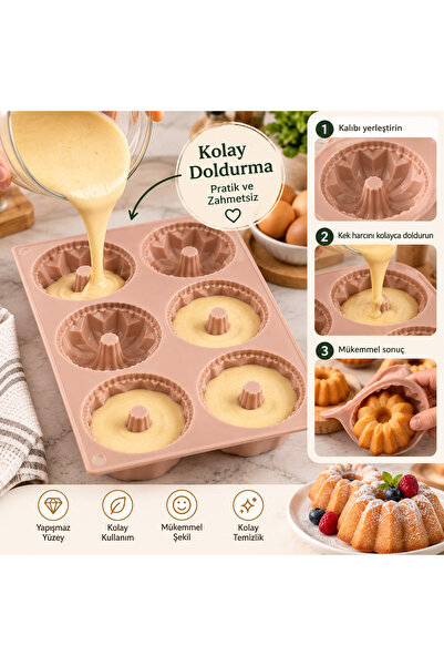 SHARI Silikon Kek ve Muffin Kalıbı – Yuvarlak Kek Kalıbı, Pratik Kullanım, Fı...