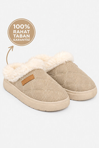 Ayakkabı Consept Women's Plush House Slippers with Fur Inside, Warm, Thick So...