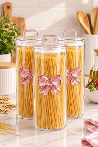 ALBETTO 3-Piece Borosilicate Glass Jar, Storage Container 1300ml