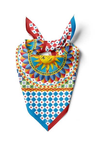 618 CONCEPT 55X55 Mediterranean Patterned Scarf/Bandana