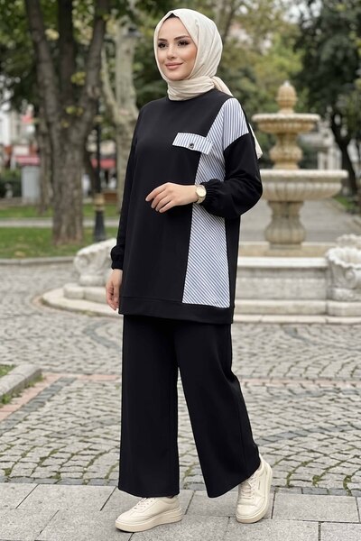 TOFİSA Garnili Oysh Modal Takım Siyah - 28921-SIYAH