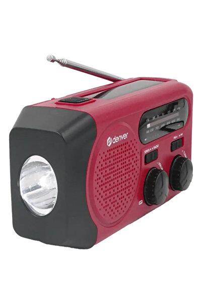 Denver Radio Portabil SCR-2010 AM/FM cu Manivela si Panou Solar Lanterna Sirena SOS Rosu