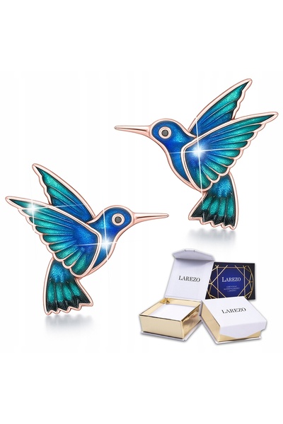 Larezo Cercei Damă Din Argint 925, Placați Cu Aur Roz, Model Colibri, Modern