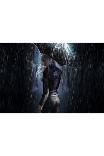 OEM Poster A Punk Girl Standing Alone In The Storm, 61x90 cm, poster3567