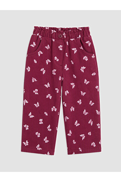 LC Waikiki Bordo Kız Çocuk Polar Astarlı Gabardin Pantolon