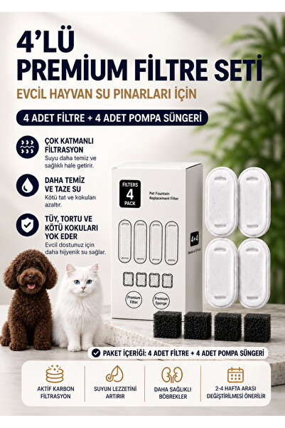 SmartMew Paslanmaz Çelik Su Pınarı Için Aktif Karbon Yedek Filtre 4+4 Adet