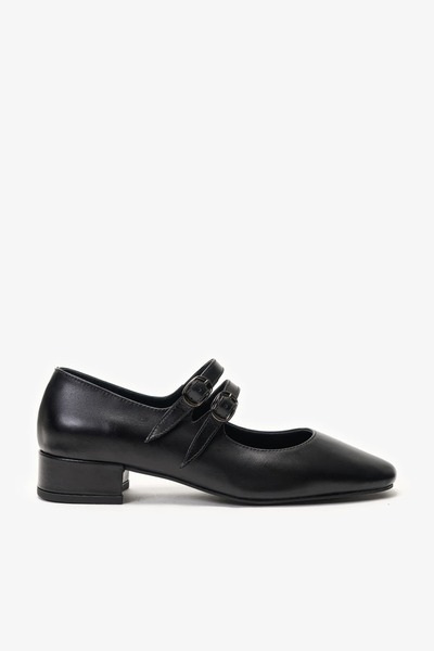Louis Cardy Debbie Μαύρο Δερμάτινο Γυναικείο Loafer με Τακούνι