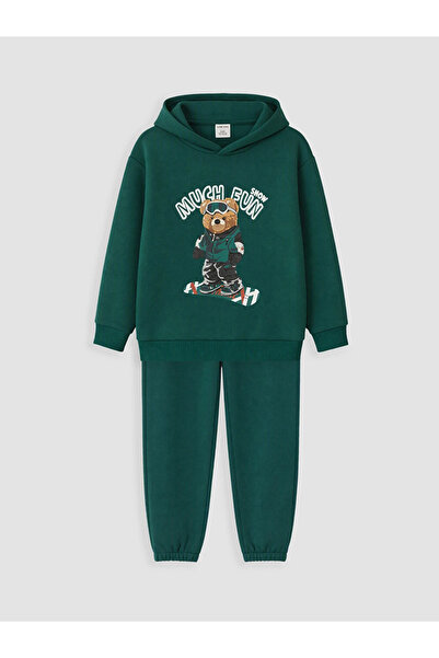 LC Waikiki Green printed boys' tracksuit set