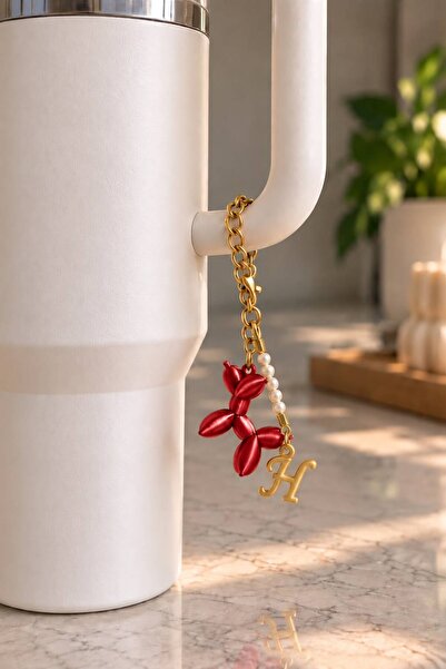 Store Kırmızı Quencher Uyumlu Kişiye Özel Termos Charm Süsü Balon Köpek Figür...