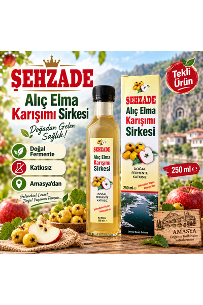 Alıç Elma Karışımı Sirkesi 250 ml Cam Şişe – Doğal Fermente, Katkısız