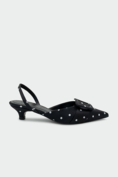 LAMİNTA Matilda Polka Dot Buckle Detailed Women's Heeled Shoes - Black