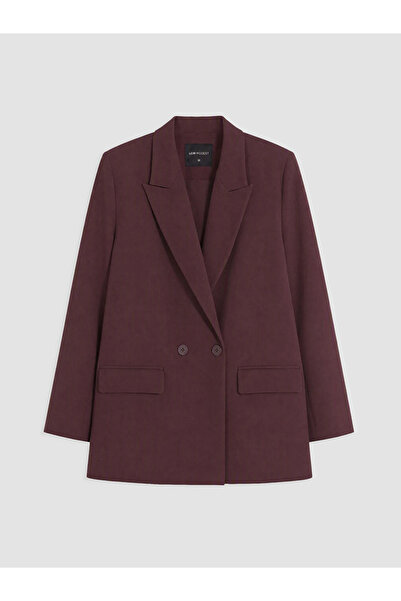 LC Waikiki Bordo Kruvaze Yaka Kadın Blazer Ceket