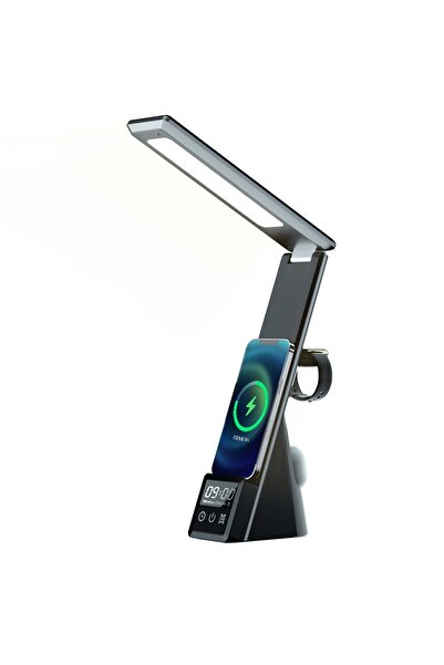Noonedibs Lampă de Birou LED 7-n-1 cu Încărcător Wireless 10W, Port USB, Lumi...