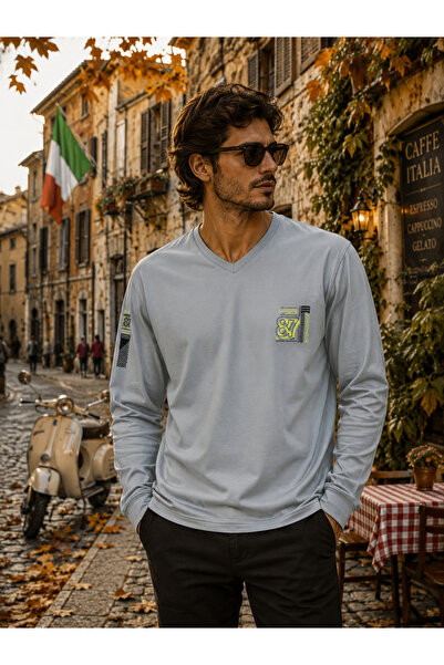 Masimar Men's V-Neck Sweatshirt 100% Cotton
