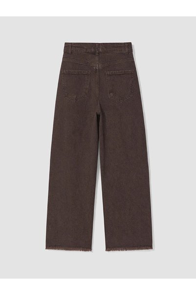 LC Waikiki Kahverengi Wideleg Kız Çocuk Jean Pantolon